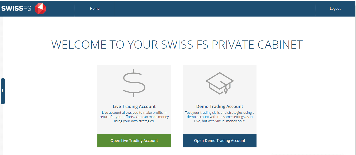Обзор SwissFS — Открытие нового счета
