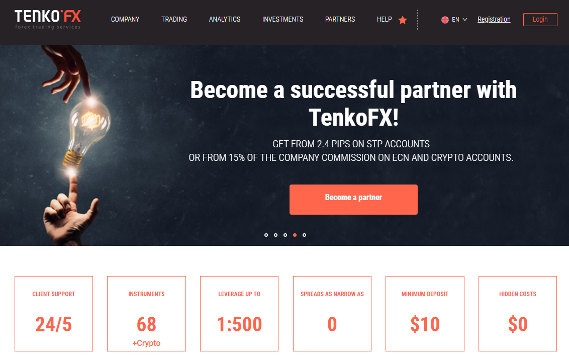 Обзор TenkoFX - Регистрация