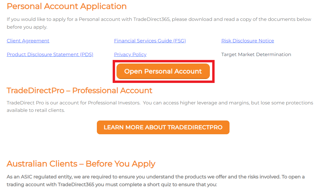 Обзор TradeDirect365 - Регистрация