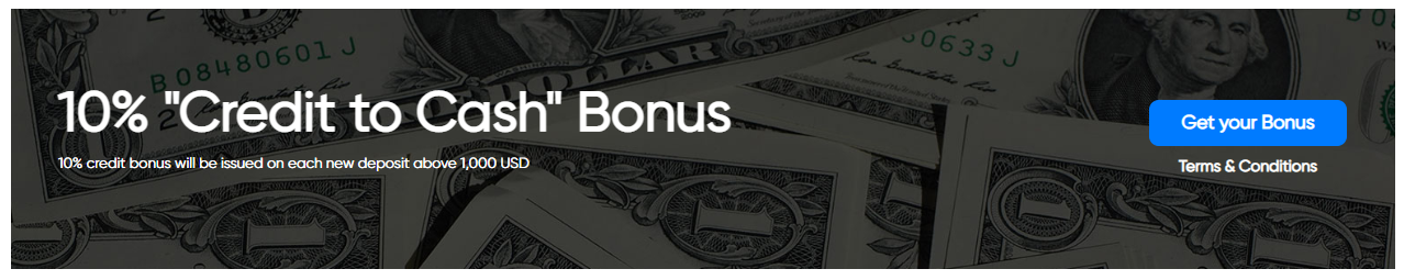 Бонусы TrioMarkets - Credit to Cash Bonus