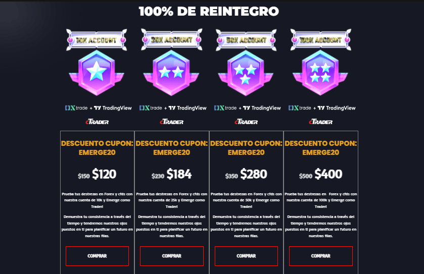 Обзор Emerge Profit — Выбор торгового счета