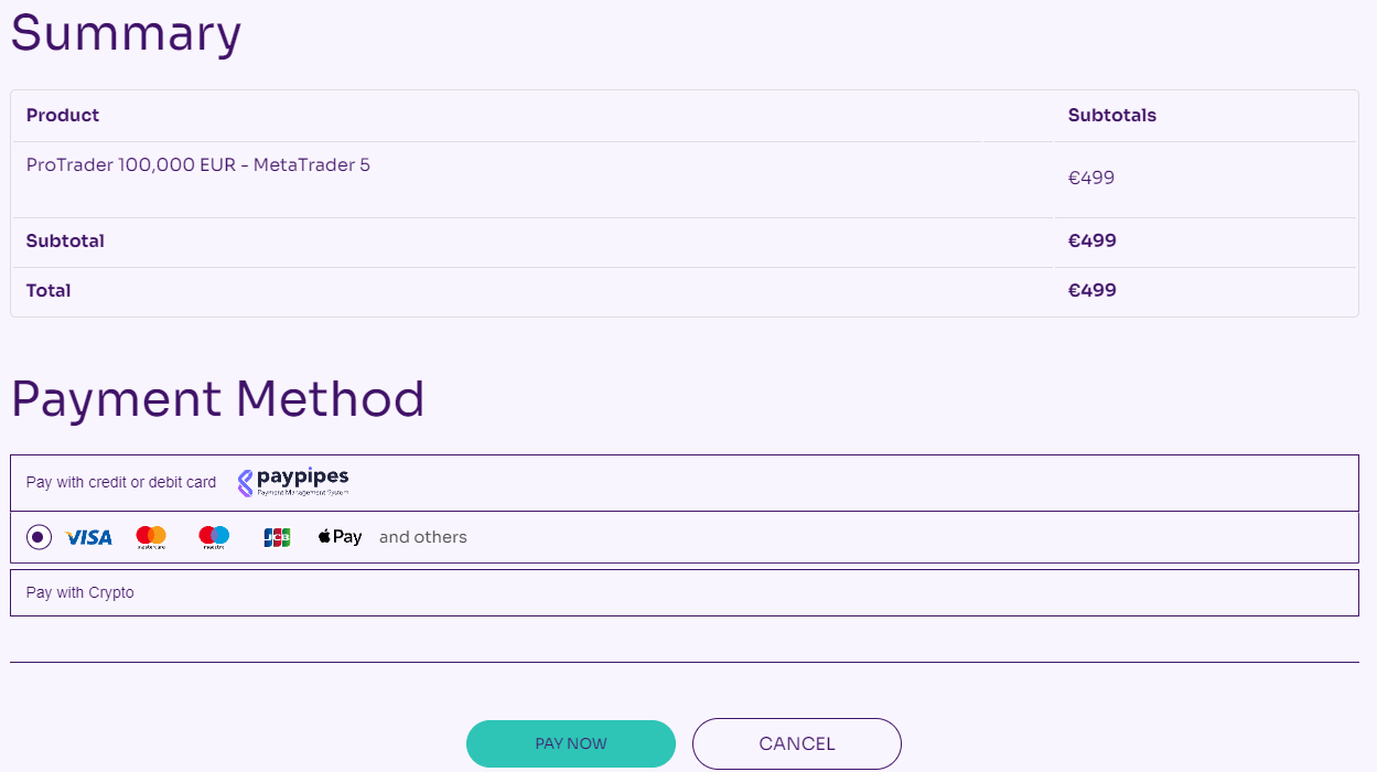 Обзор Fintokei - Доступные в конкретном регионе каналы оплаты