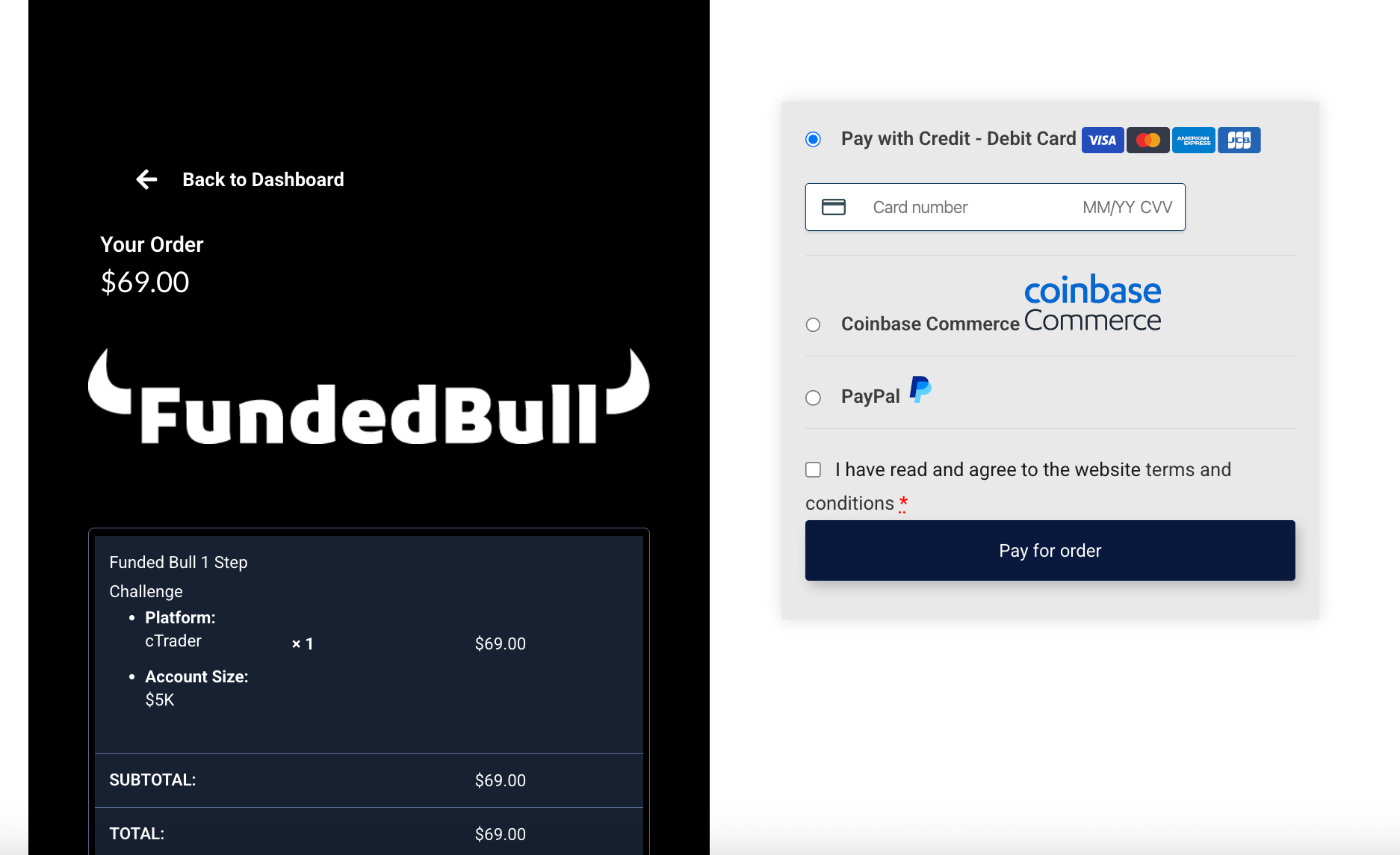 Обзор FundedBull — Оплата челленджа
