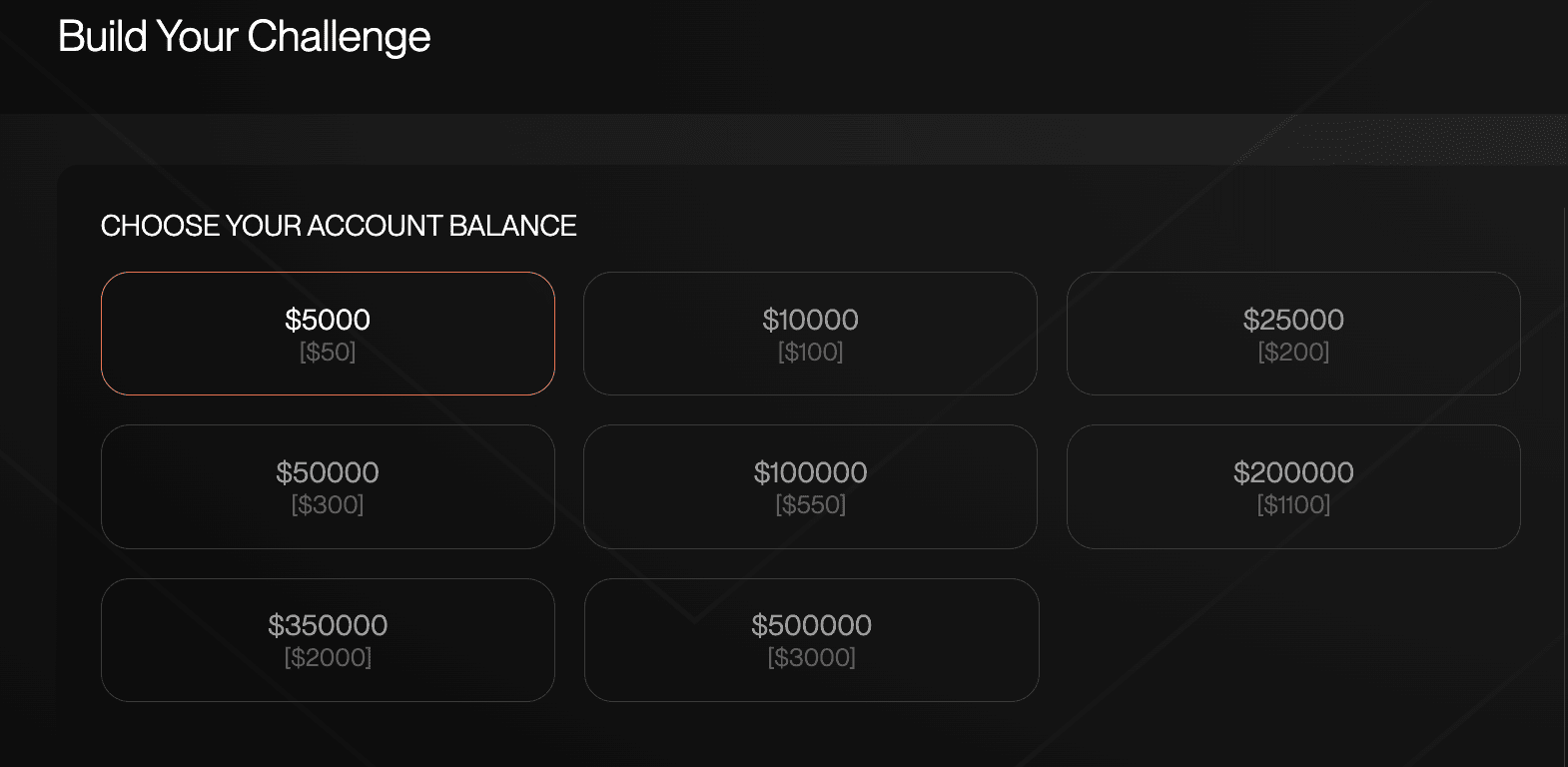 Обзор Funding Traders — Выбор счета