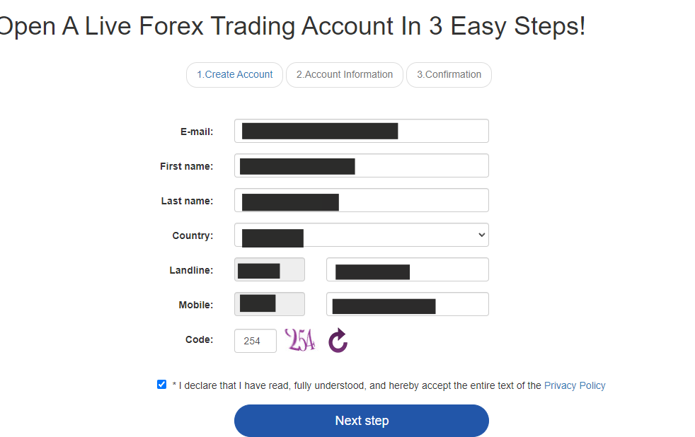 Обзор FXlift - Регистрации Личного кабинета: шаг 1