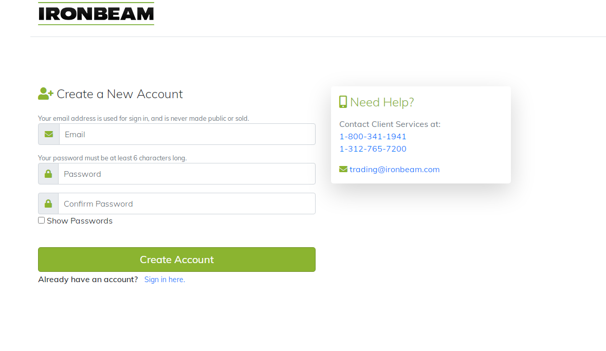 Обзор Ironbeam - Создать новый аккаунт