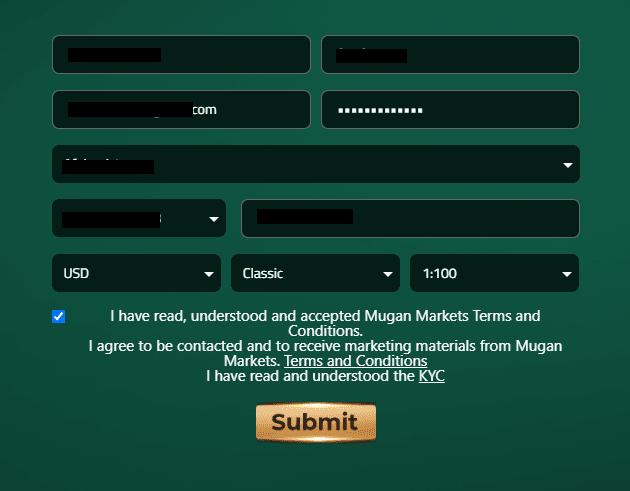 Обзор Mugan Markets — Форма регистрации