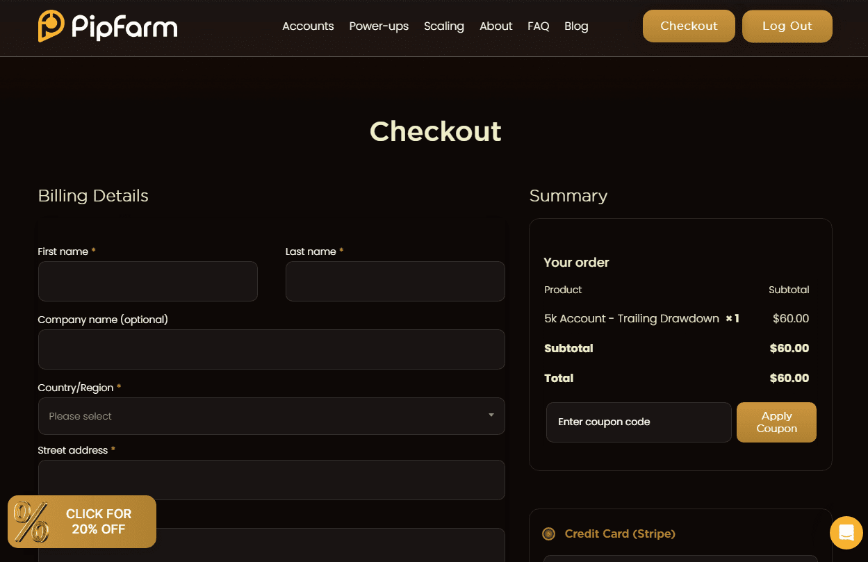 Обзор PipFarm — Ввод полной личной информации