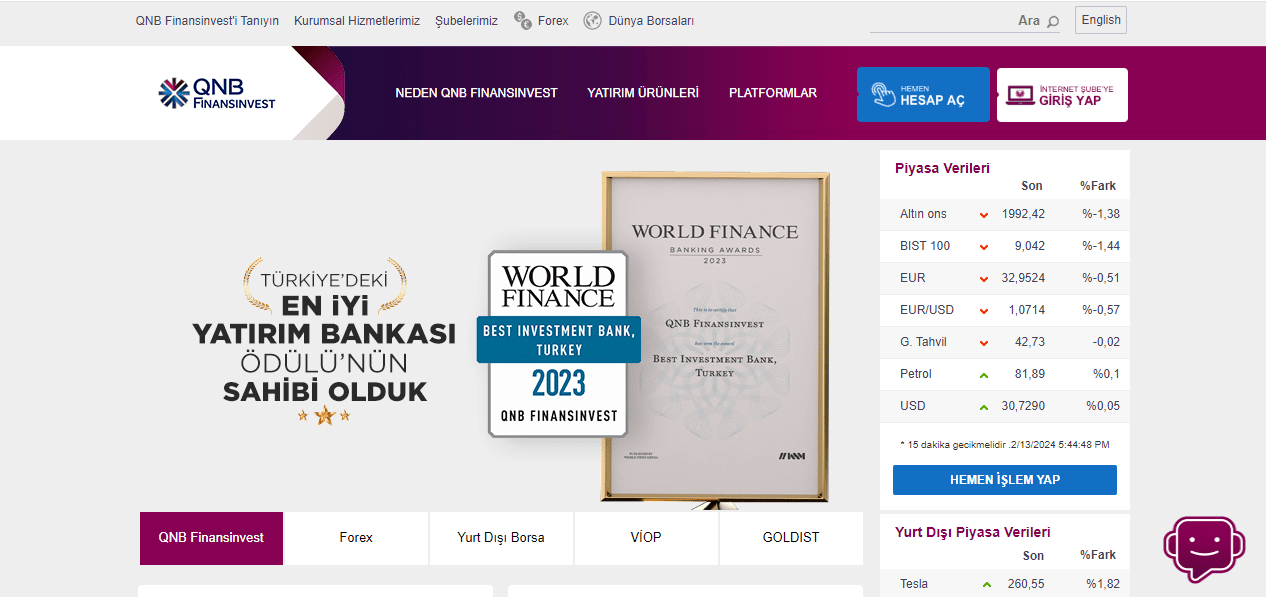 Обзор QNB Finansinvest — Запуск открытия счета