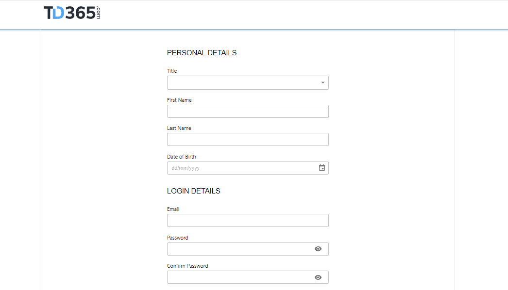 Обзор TD365 — Форма регистрации