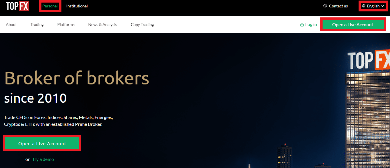 Обзор TopFX - Открытие торгового счета