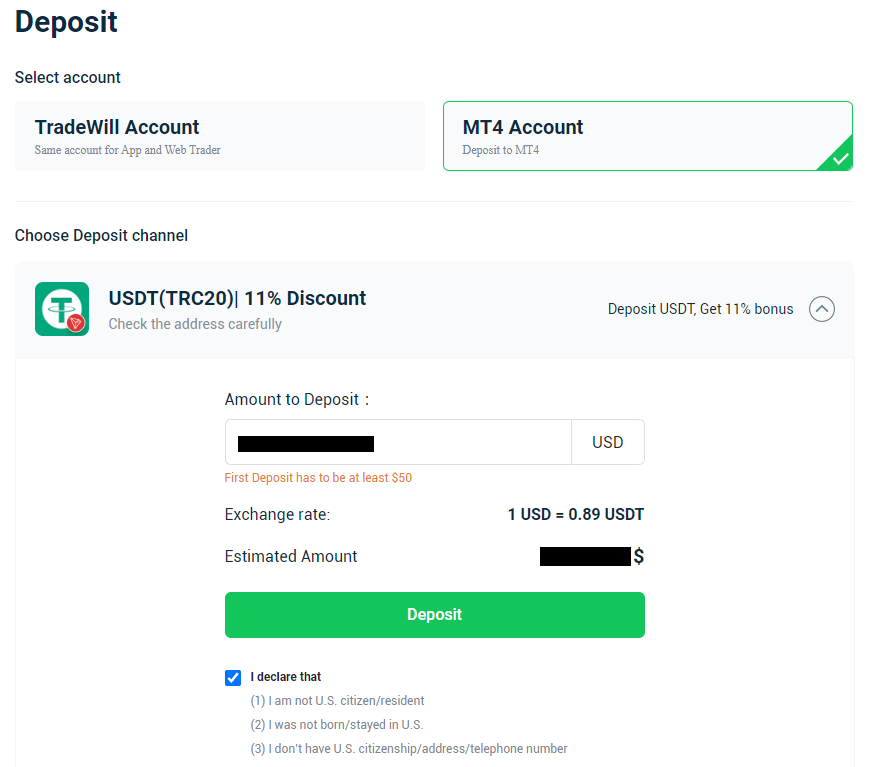 Обзор TradeWill — Пополнение баланса счета