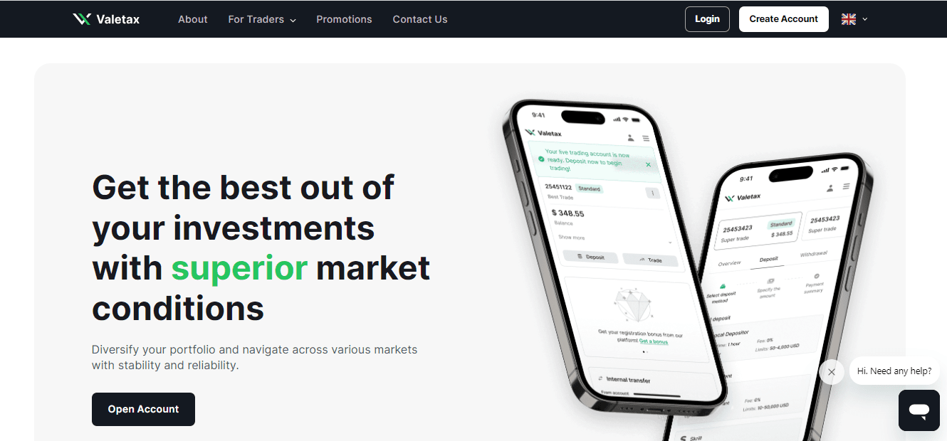 Обзор Valetax — Запуск регистрации