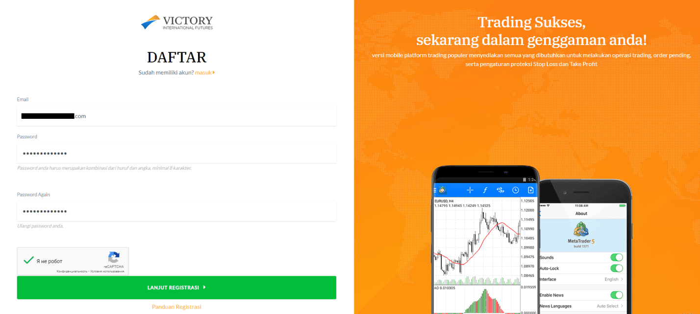 Обзор Victory International Futures — Регистрация Личного кабинета