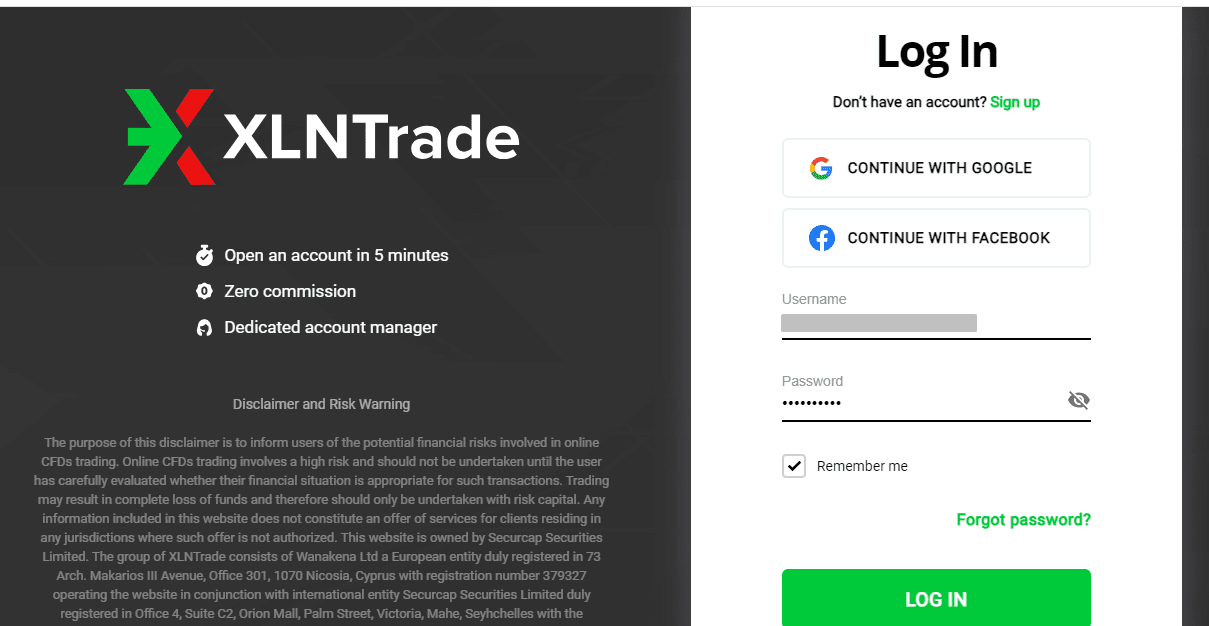 Обзор XLN Trade — Вход в Личный кабинет