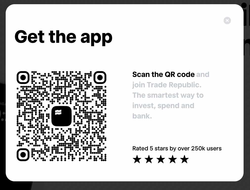 Обзор Trade Republic — QR-код для загрузки приложения