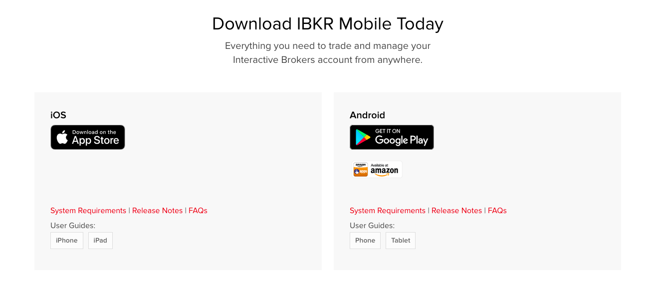 Скачать приложения для мобильных устройств с сайта IBKR
