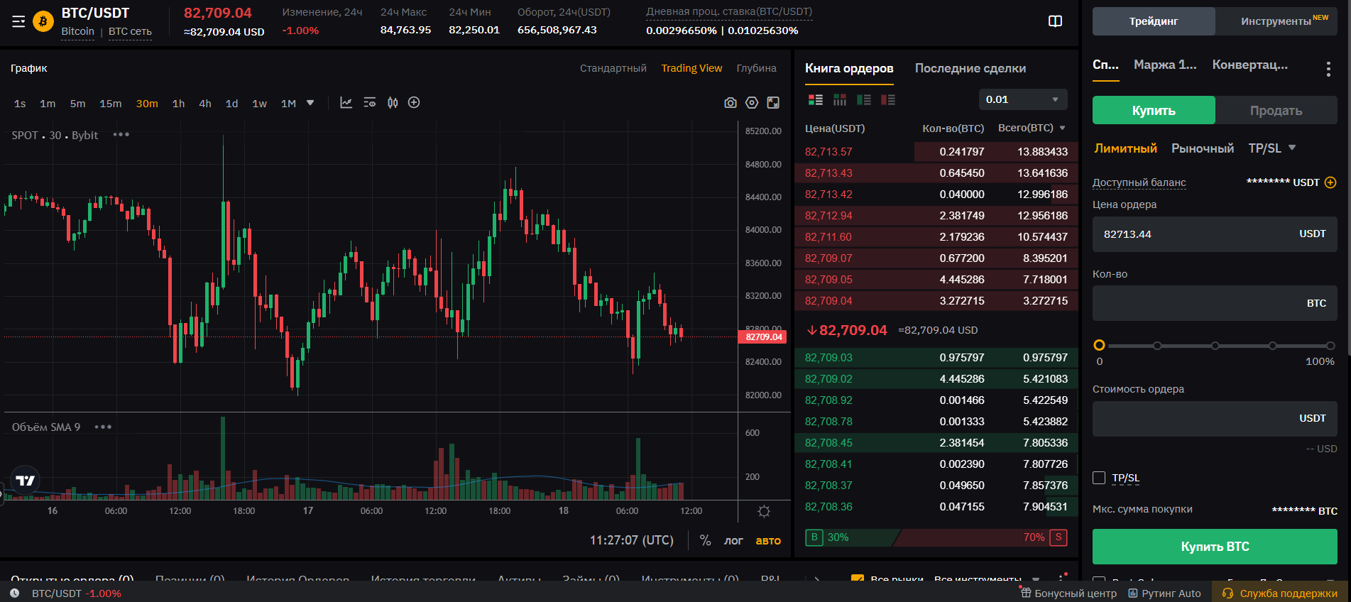 Веб-версия терминала Bybit