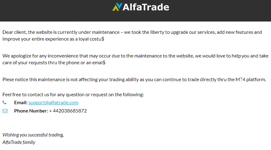 AlfaTrade is a scammer