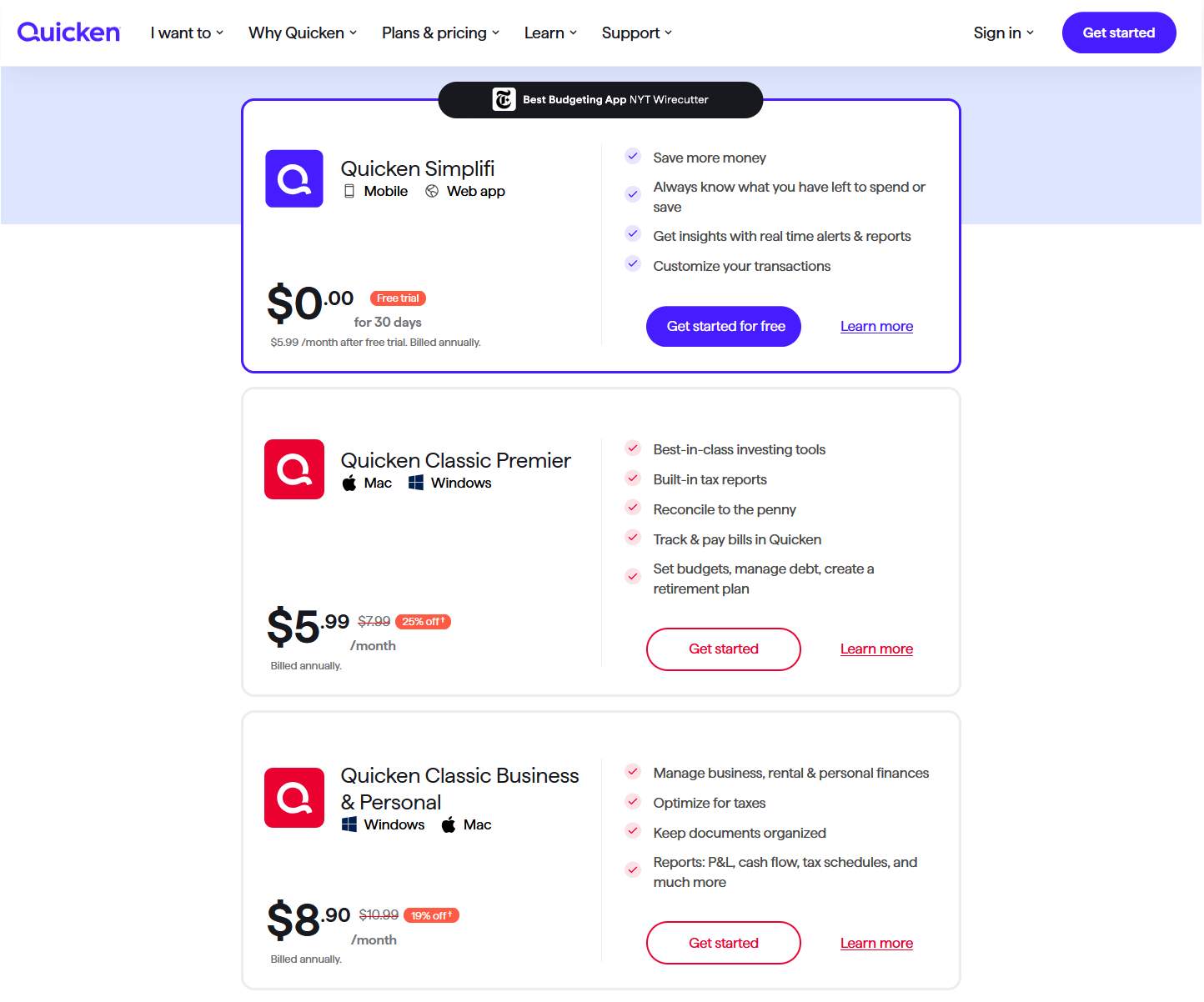Quicken site