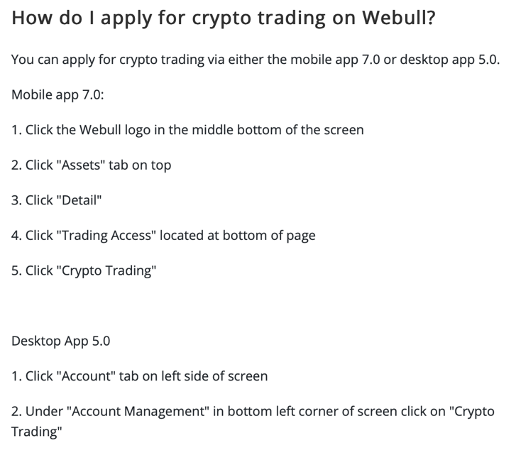 Crypto Trading on Webull App