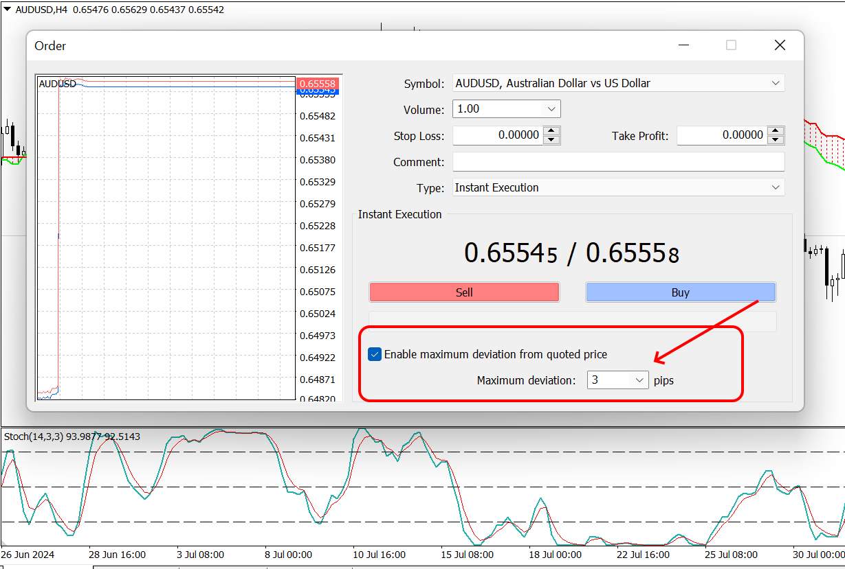 Allowable price deviation in MetaTrader