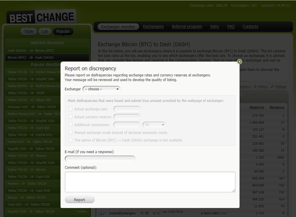 Discrepancy on BestChange 