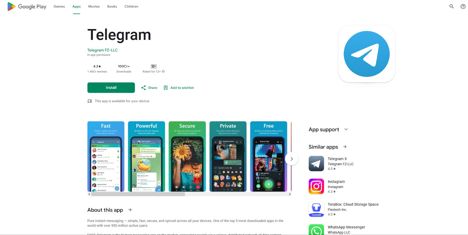 Telegram download page