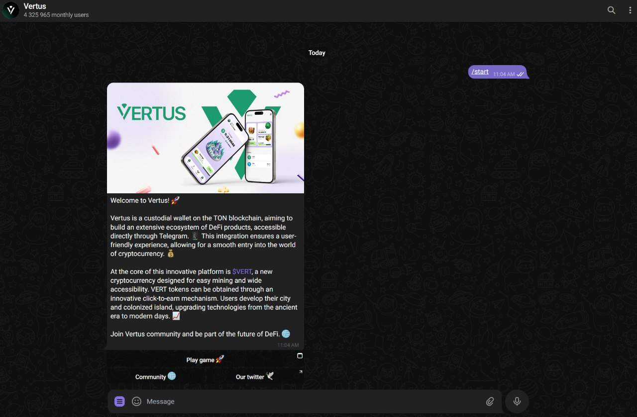 Vertus bot on Telegram