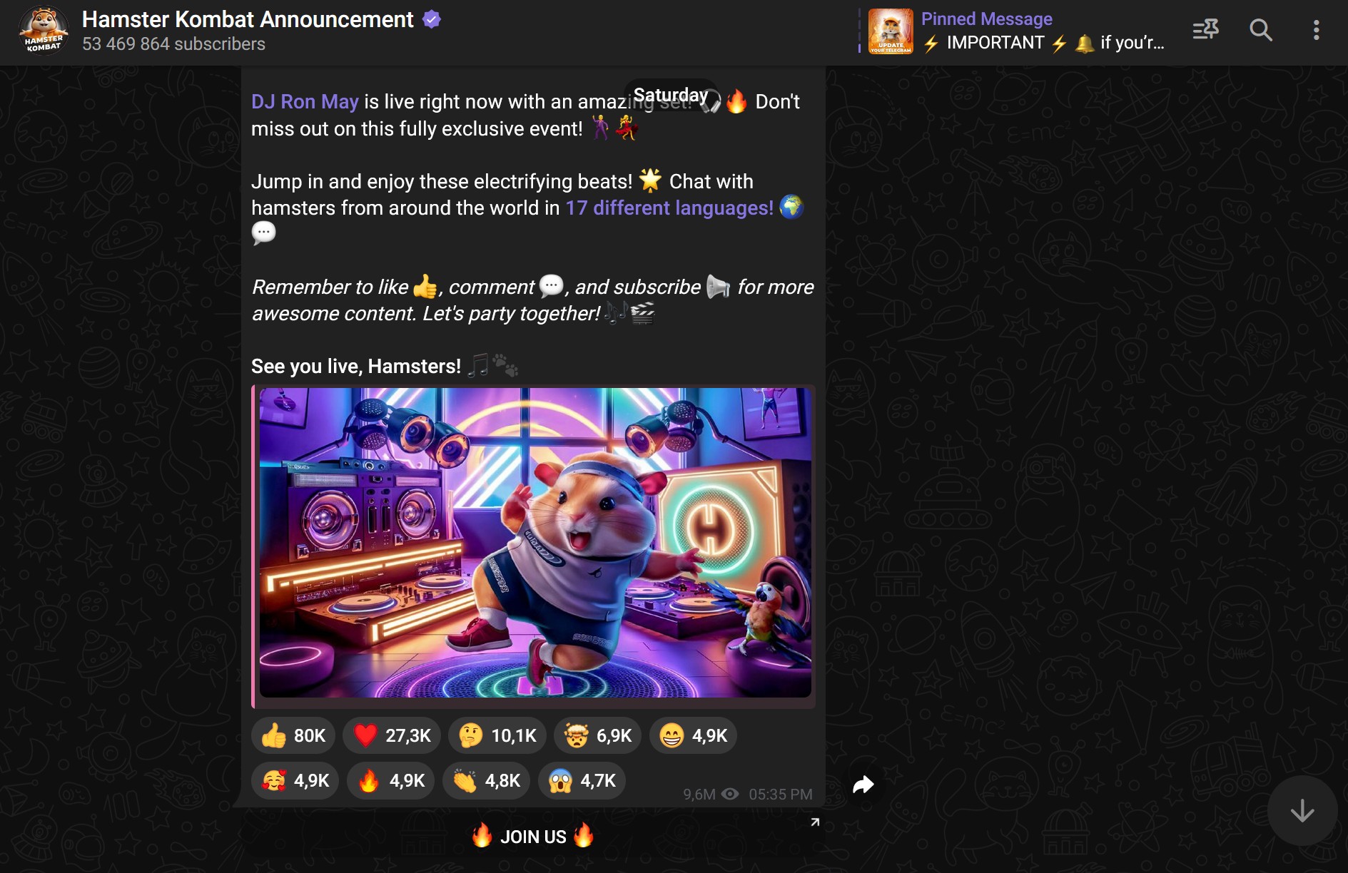 Anunțul Hamster Kombat
