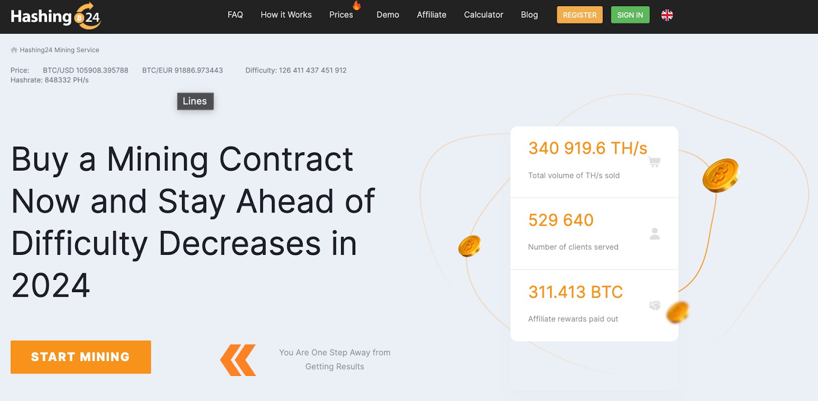 Hashing24 homepage