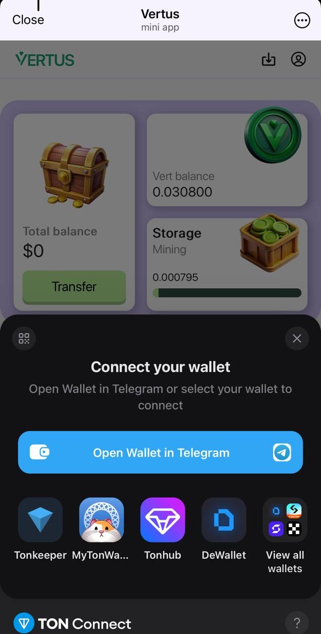 Vertus forbind din wallet