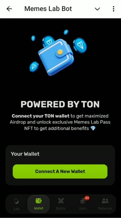 Connecting a wallet MemesLab
