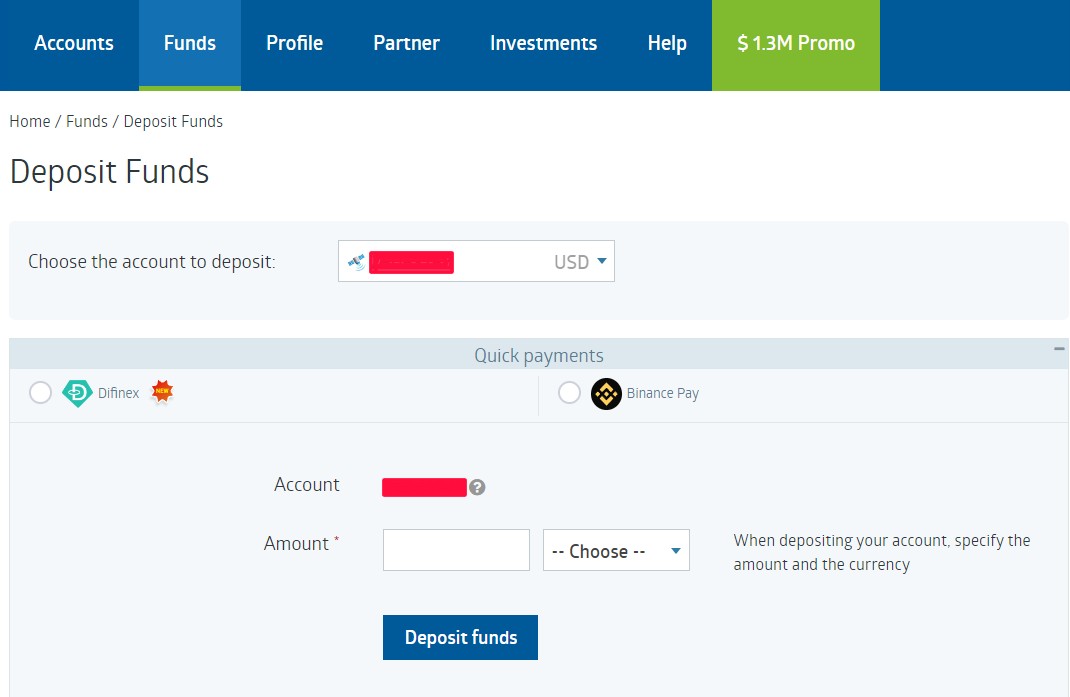 Поповнення рахунку у RoboForex