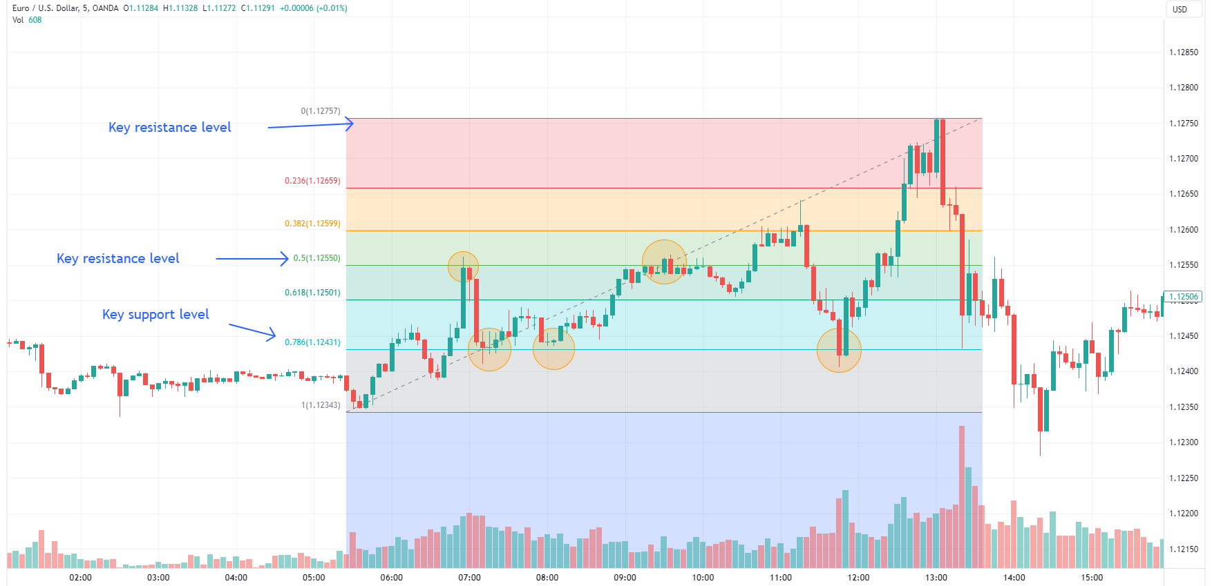 Forex chart with fibonacci retracement levels