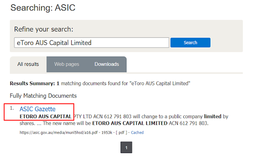Searching for a Broker’s License on the ASIC Website — Search results
