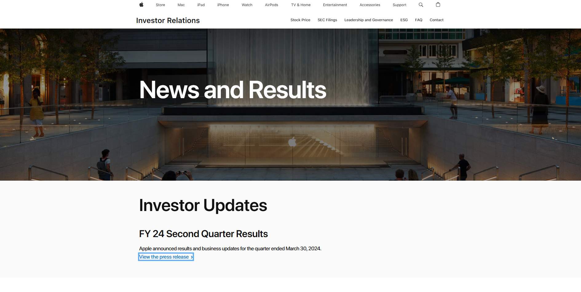 AAPL Investor relations page