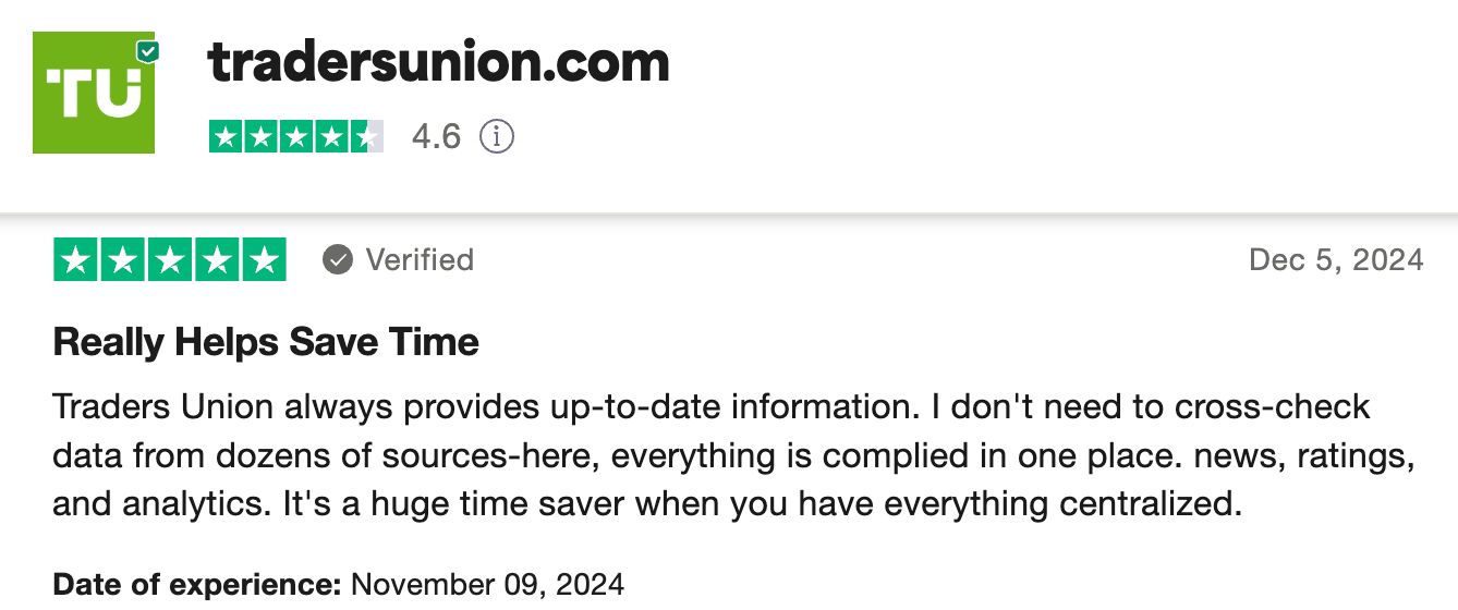 Gli utenti di Trustpilot lodano Traders Union