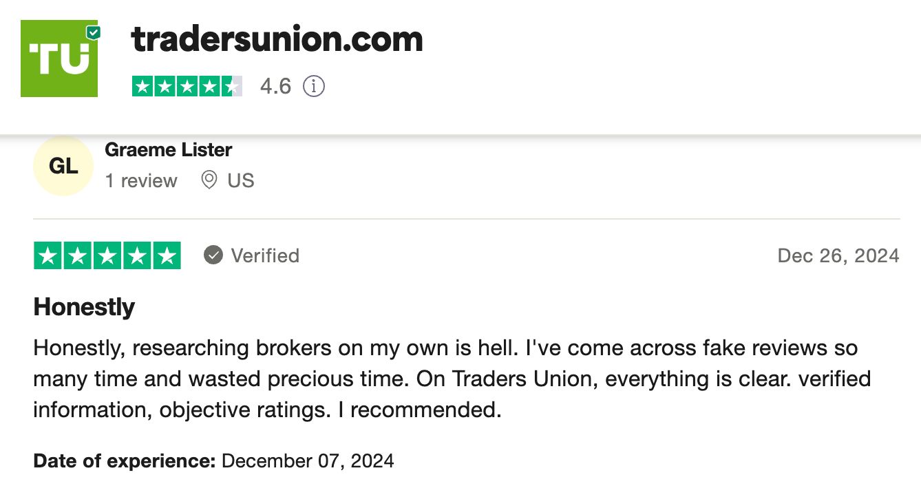 Gli utenti di Trustpilot lodano Traders Union