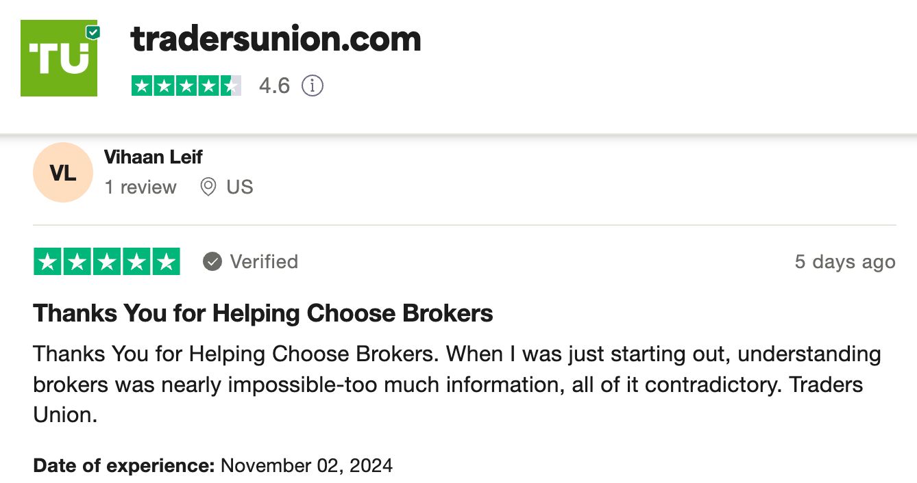 Gli utenti di Trustpilot lodano Traders Union
