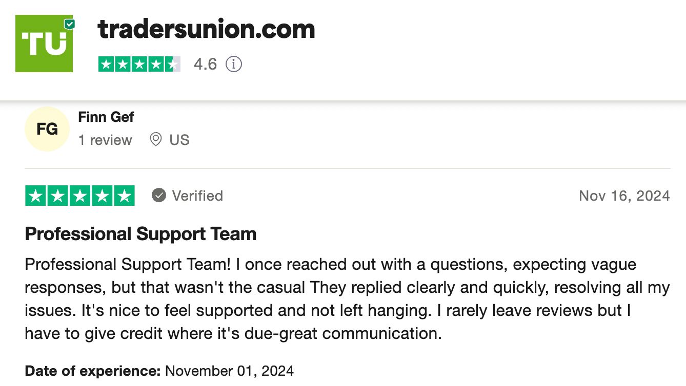 Gli utenti di Trustpilot lodano Traders Union