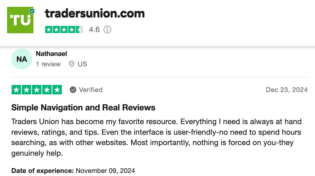 Gli utenti di Trustpilot lodano Traders Union