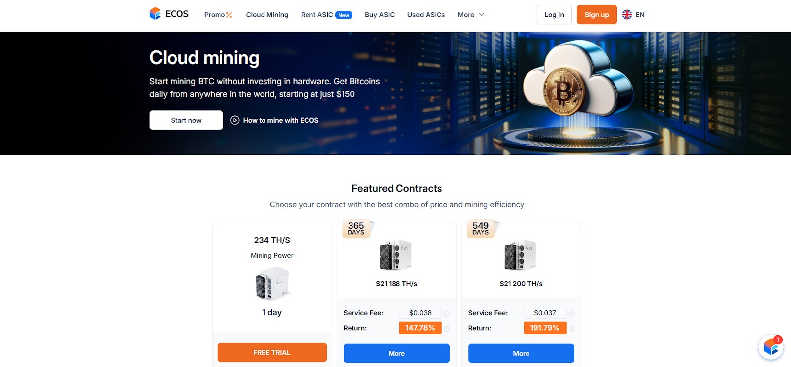 ECOS cloud <span translate="no">mining</span> homepage