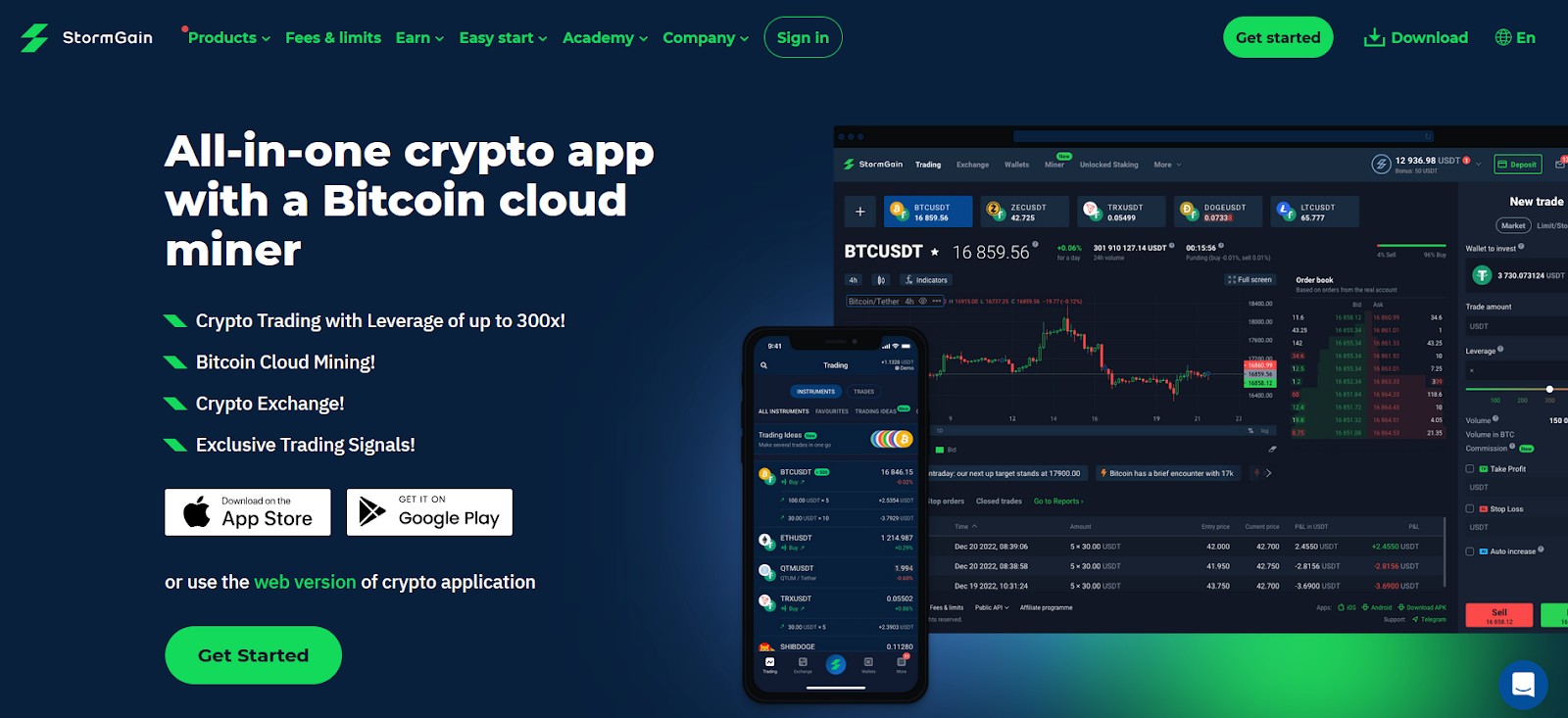 StormGain homepage