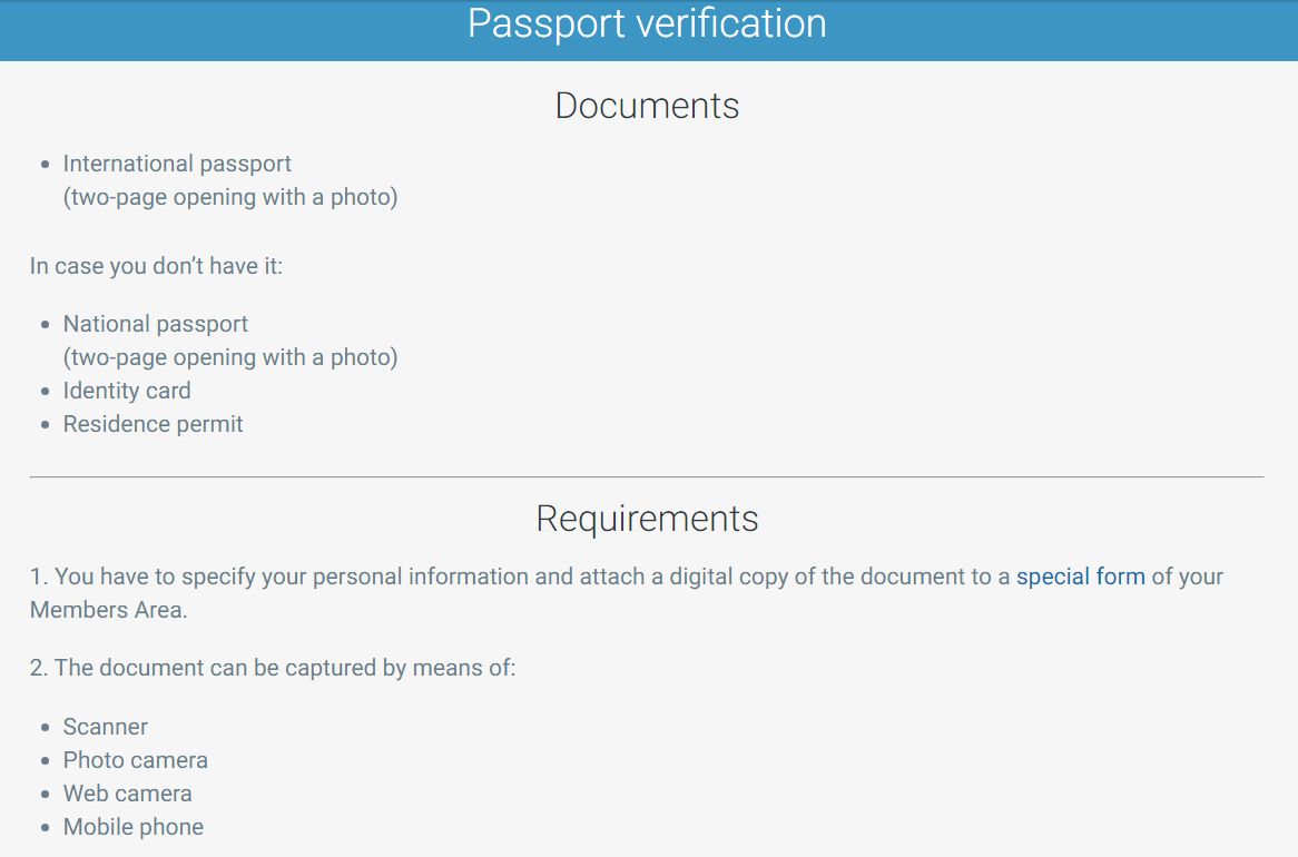 RoboForex-də verifikasiya