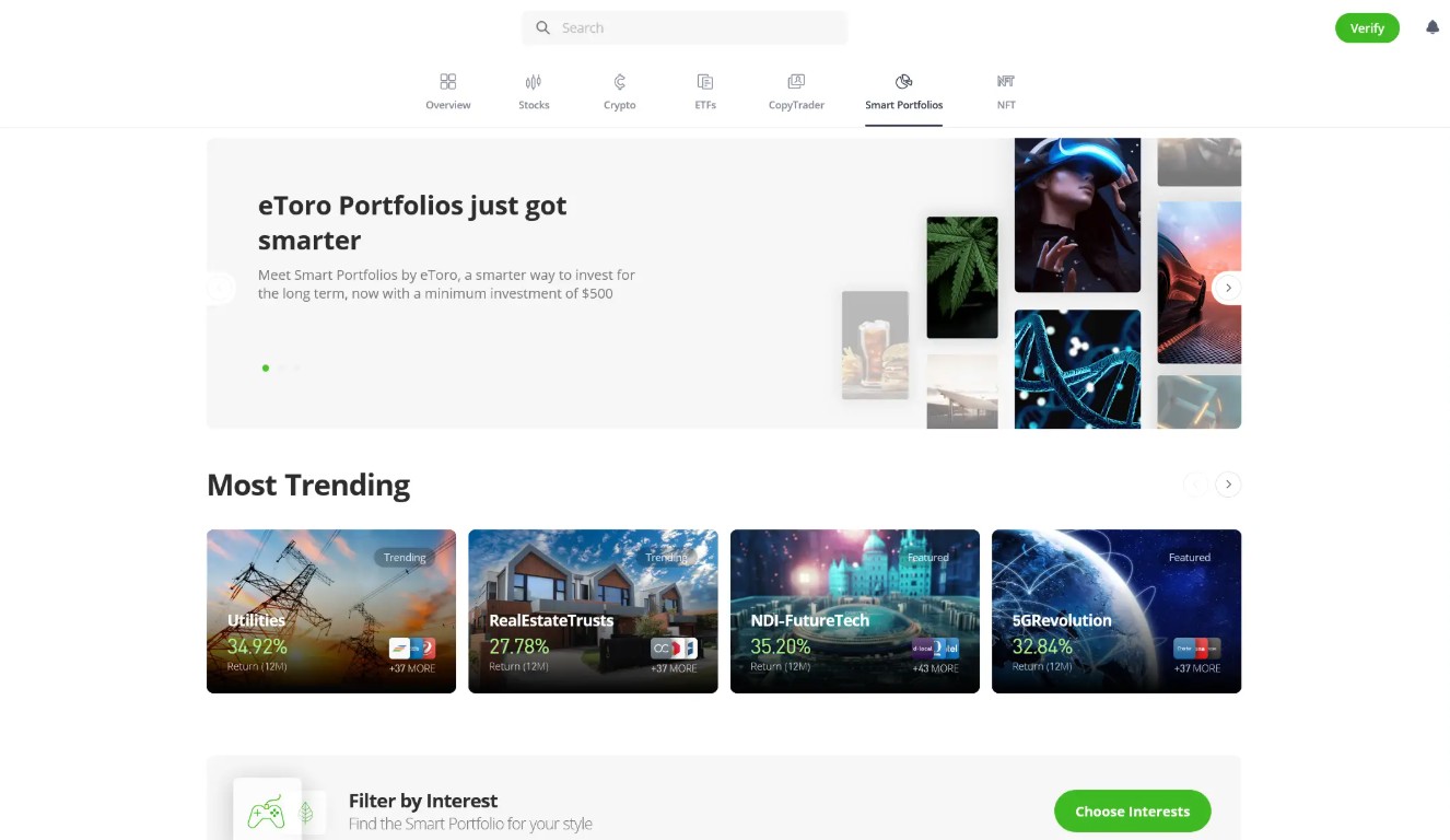 <span Translate="no">eToro</span> स्मार्ट पोर्टफोलियो