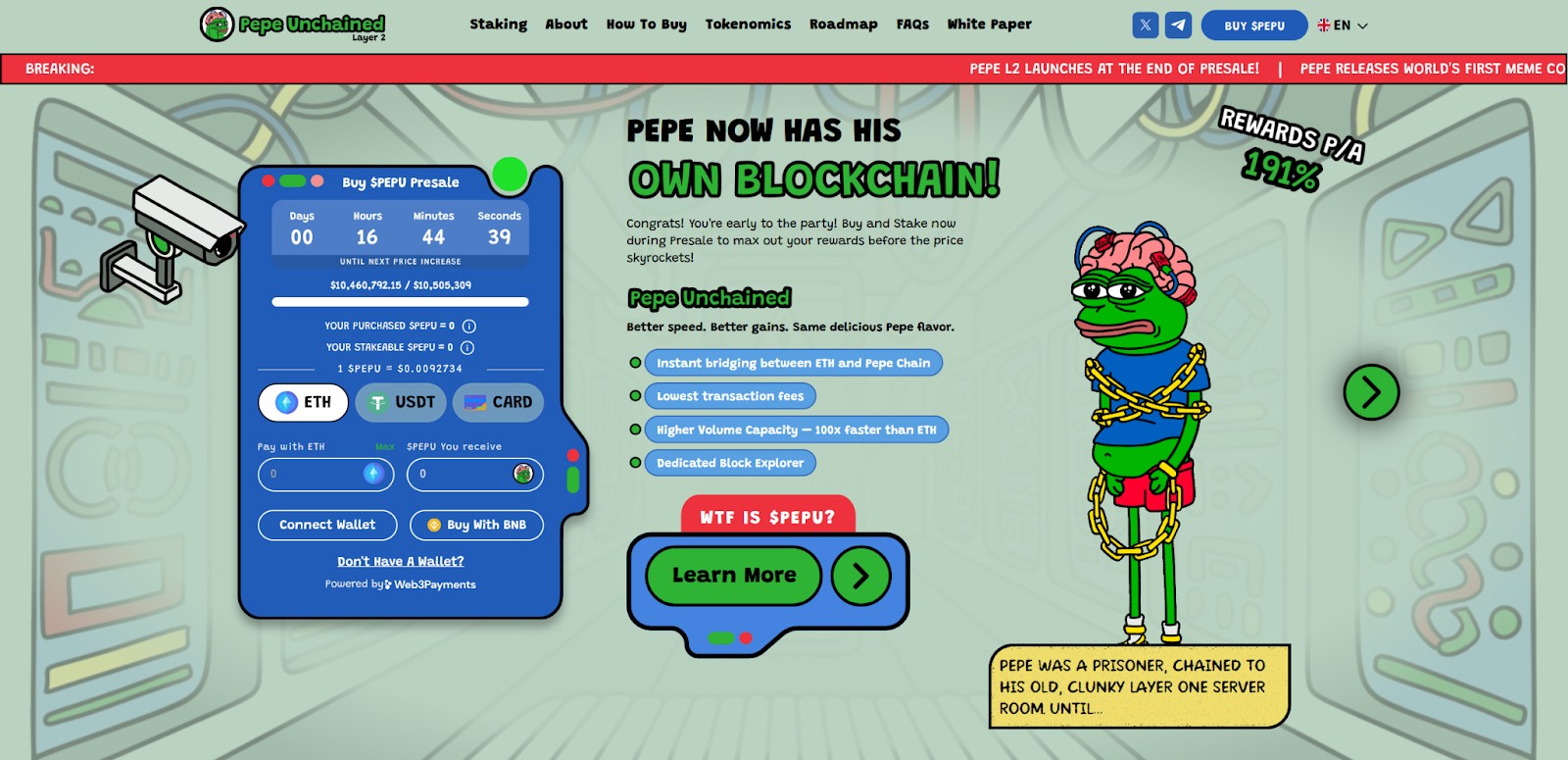 <span translate="no">Pepe Unchained</span> Website