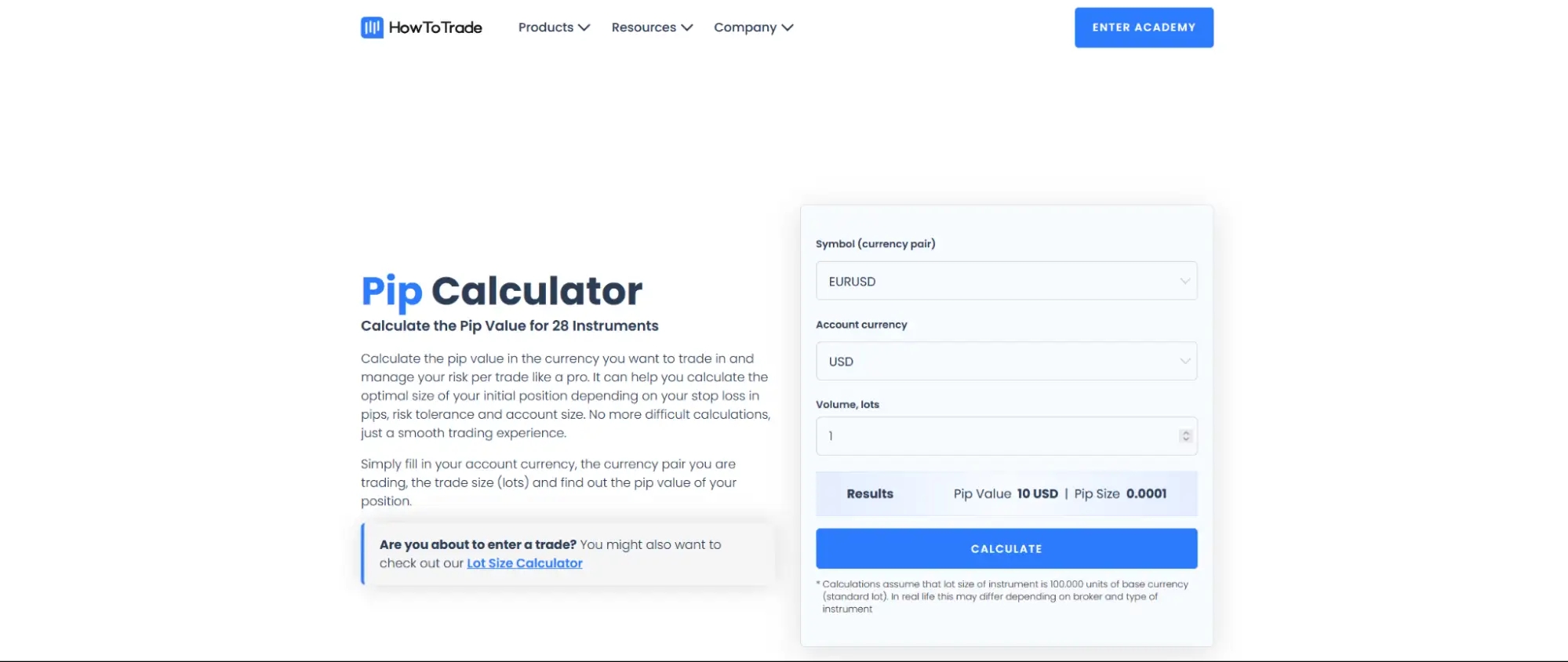 Pip calculator