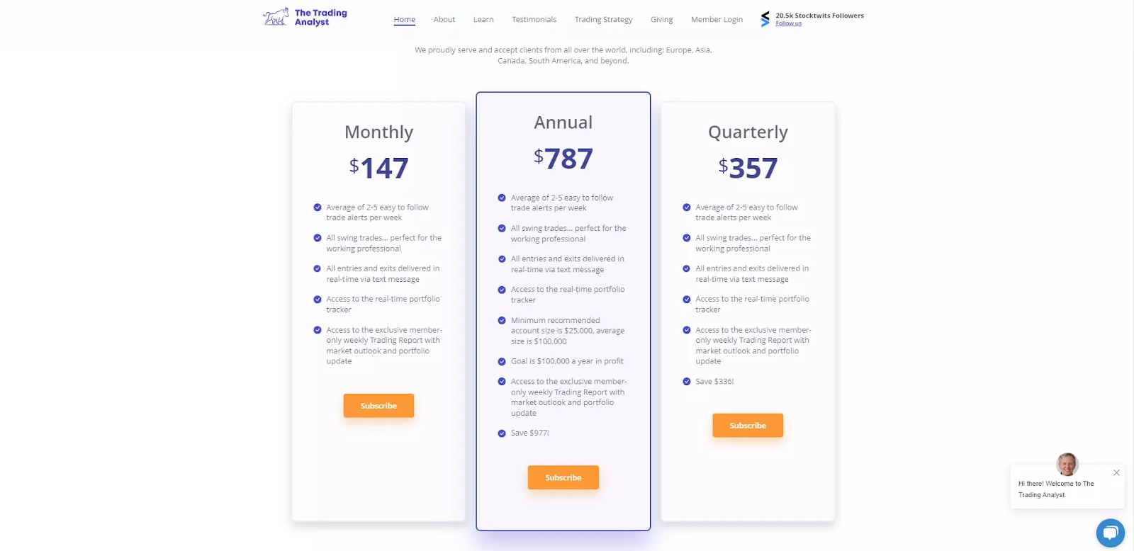 Choose a preferred The Trading Analyst subscription plan
