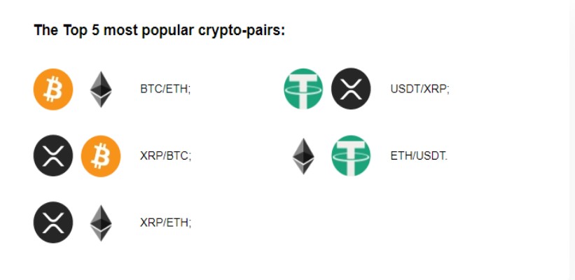 The Top 5 most popular crypto-pairs